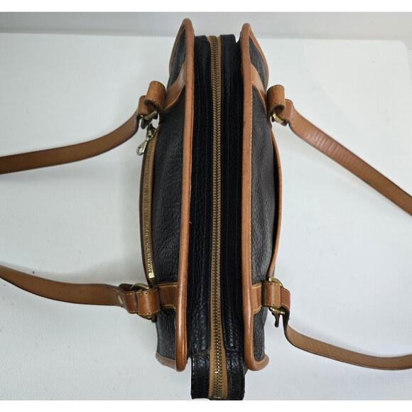 Vintage Dooney & Bourke USA Black Tan AWL Leather Shoulder Bag Tote Purse - Picture 6 of 16